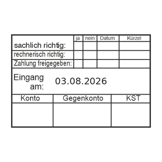 Rechnungsprüfstempel Zahlungsfreigabe & Gegenkonto – Stempelabdruck