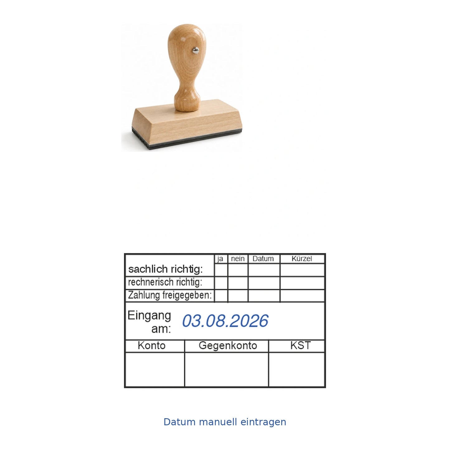 Rechnungsprüfstempel Zahlungsfreigabe & Gegenkonto – Stempelgerät mit Abdruck