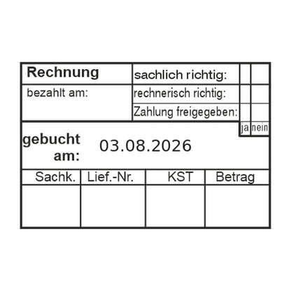 Rechnungsprüf-, Freigabe- und Buchungsstempel – Stempelabdruck