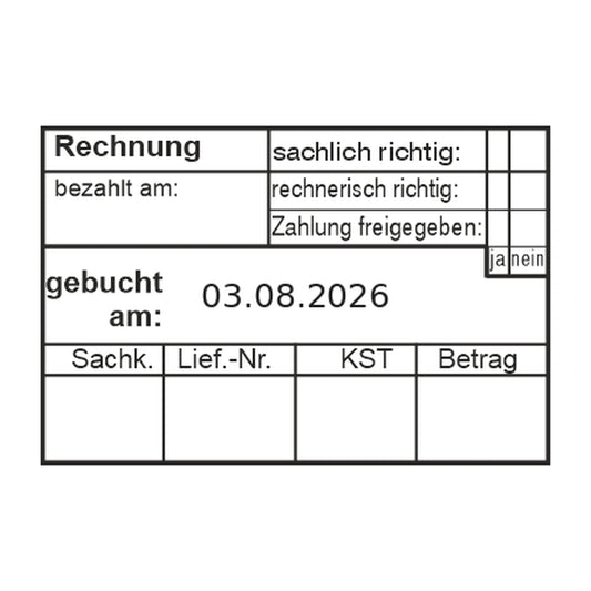 Rechnungsprüf-, Freigabe- und Buchungsstempel – Stempelabdruck