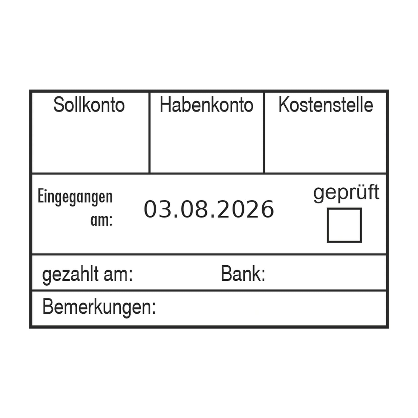 Rechnungsbuchungsstempel Soll/Haben & Zahlung – Stempelabdruck