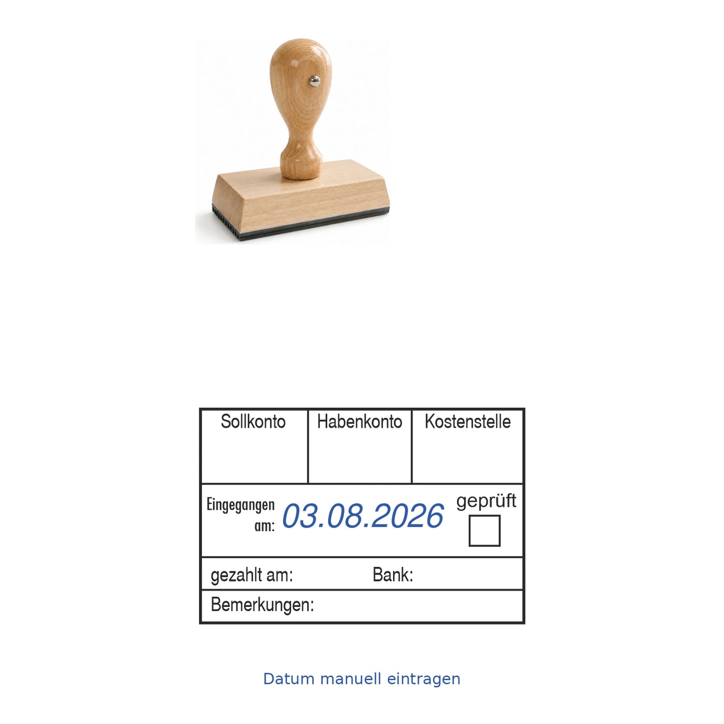 Rechnungsbuchungsstempel Soll/Haben & Zahlung – Stempelgerät mit Abdruck