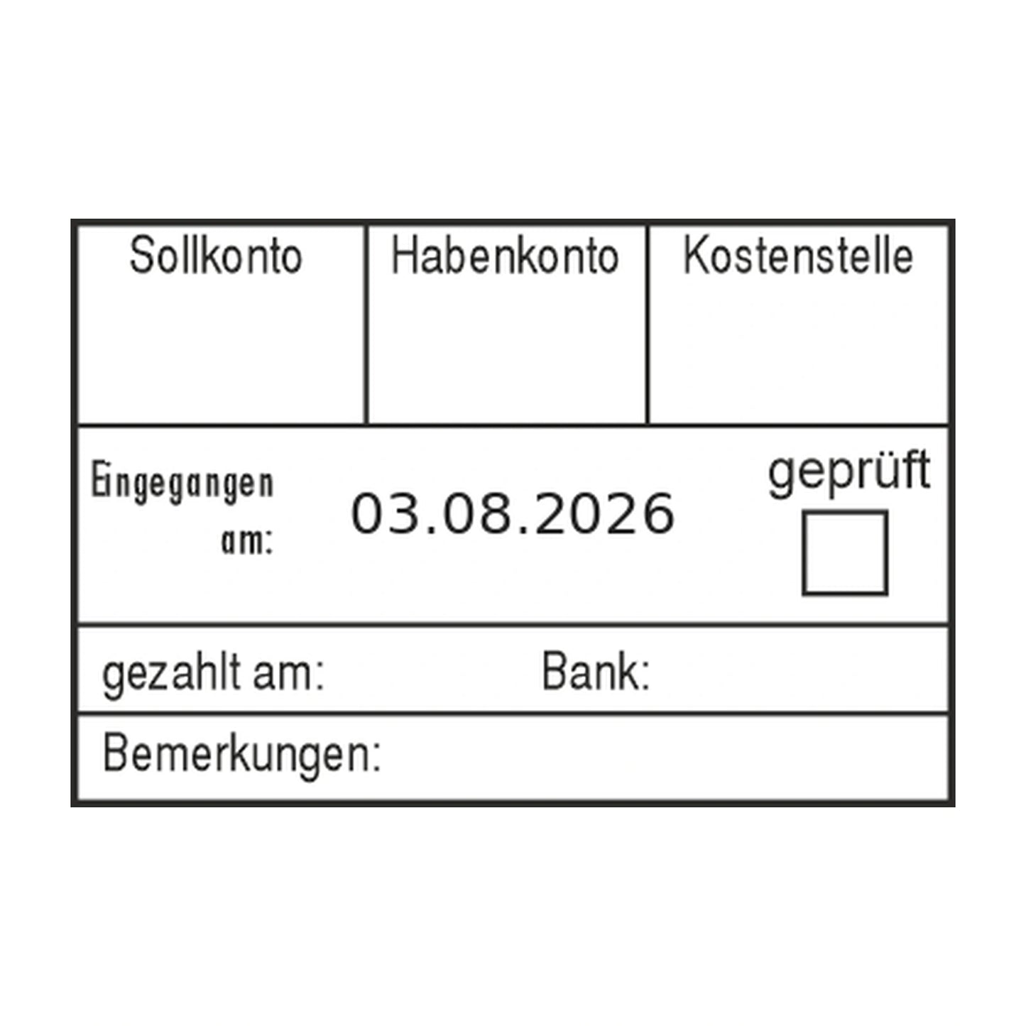 Rechnungsbuchungsstempel Soll/Haben & Zahlung – Stempelabdruck