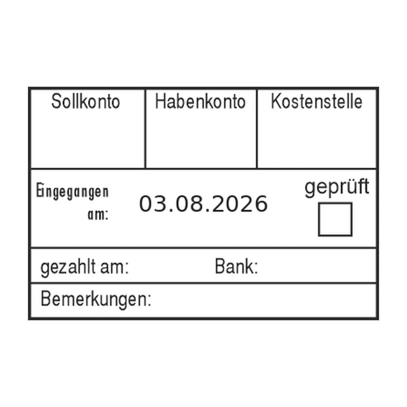 Rechnungsbuchungsstempel Soll/Haben & Zahlung – Stempelabdruck