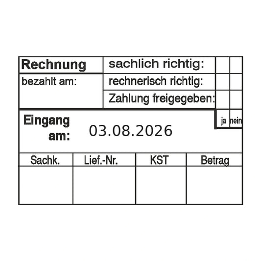 Rechnungsprüfstempel Lieferant, Kostenstelle & Freigabe – Stempelabdruck