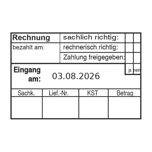 Rechnungsprüfstempel Lieferant, Kostenstelle & Freigabe – Stempelabdruck