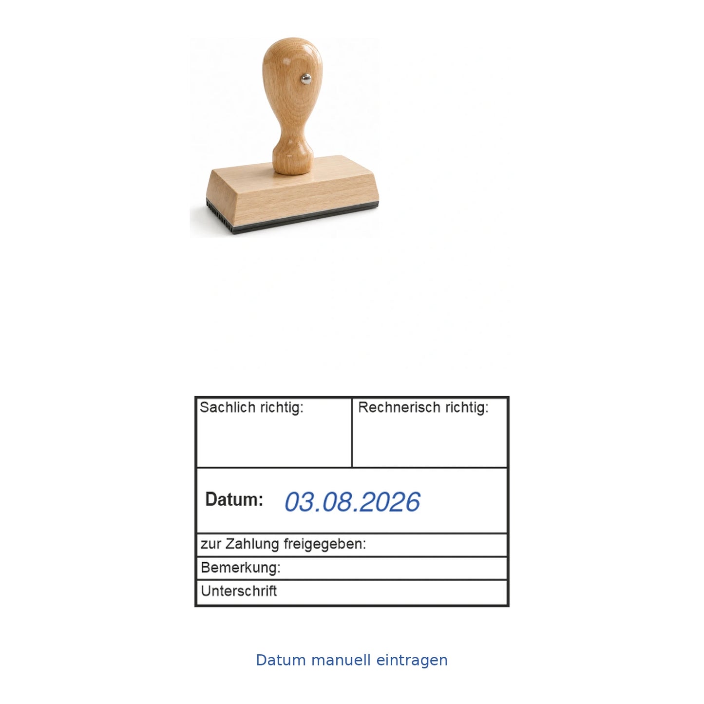 Rechnungseingangsstempel Zahlungsart & Buchungsmonat – Stempelgerät mit Abdruck