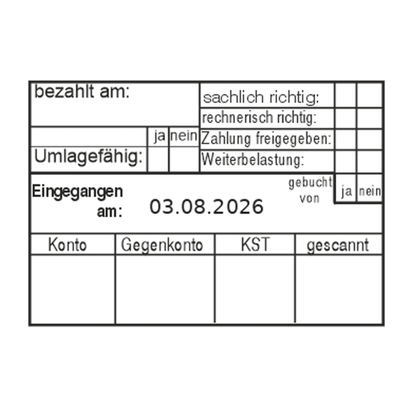 Rechnungsprüfstempel Umlage & Weiterbelastung – Stempelabdruck