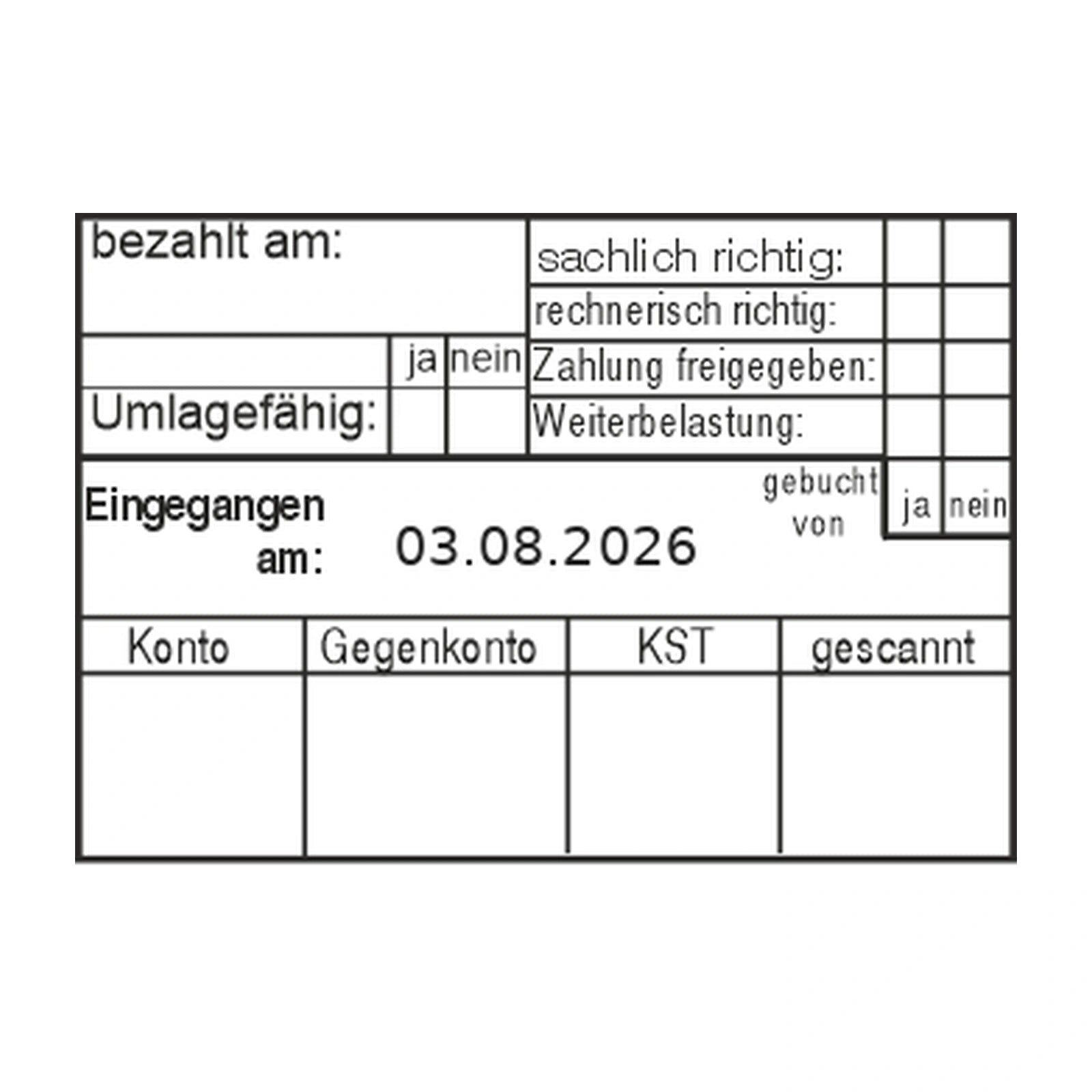 Rechnungsprüfstempel Umlage & Weiterbelastung – Stempelabdruck
