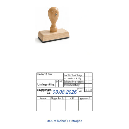 Rechnungsprüfstempel Umlage & Weiterbelastung – Stempelgerät mit Abdruck