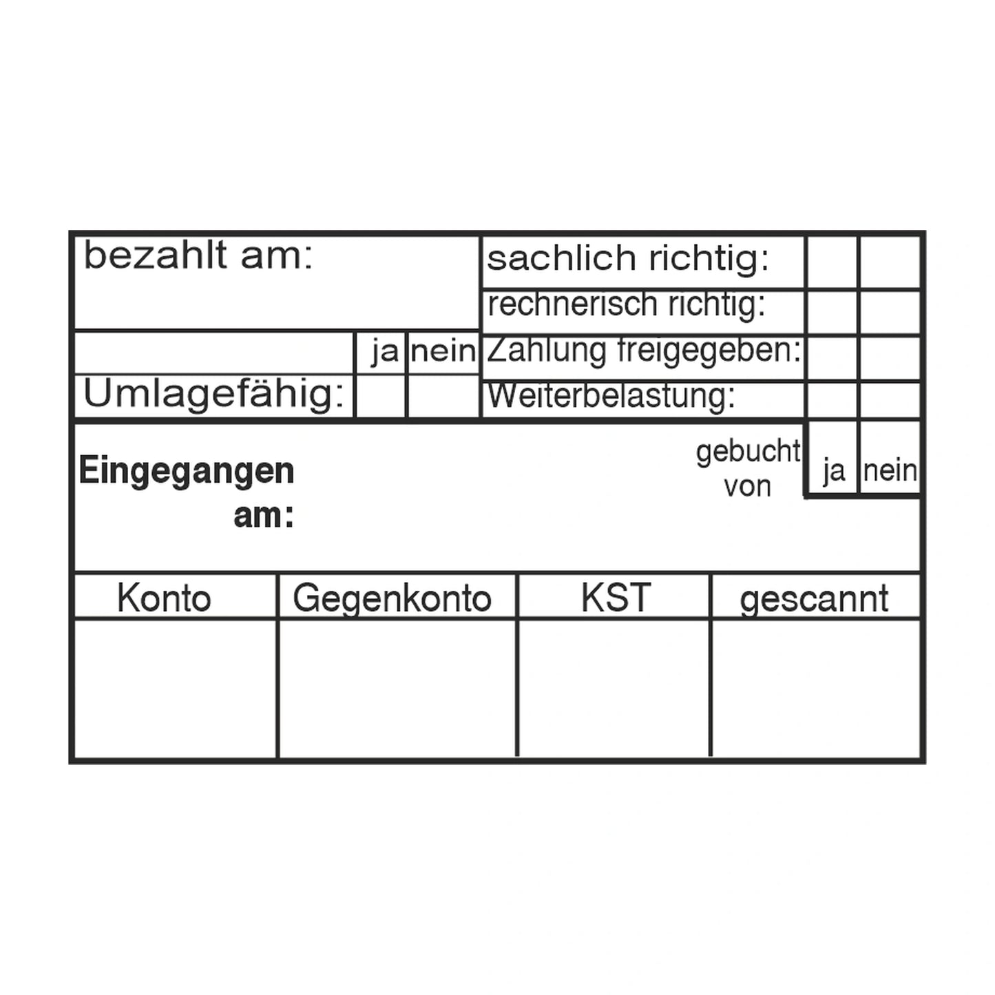 Rechnungsprüfstempel Umlage & Weiterbelastung – Stempelabdruck