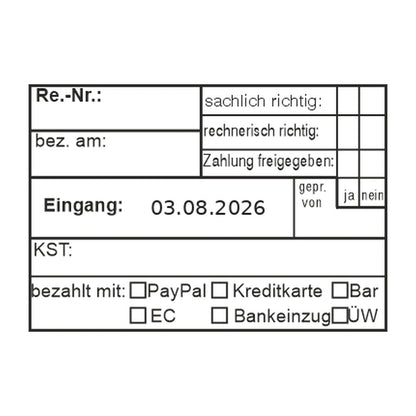 Rechnungsprüfstempel Kostenstelle & Zahlungsart – Stempelabdruck