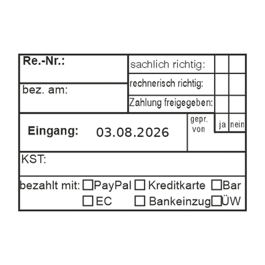 Rechnungsprüfstempel Kostenstelle & Zahlungsart – Stempelabdruck