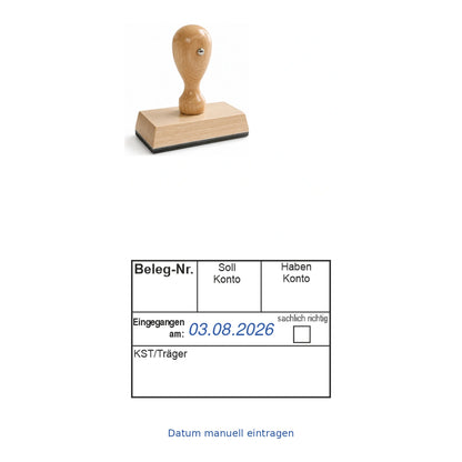 Belegbuchungsstempel Soll/Haben & Kostenträger – Stempelgerät mit Abdruck