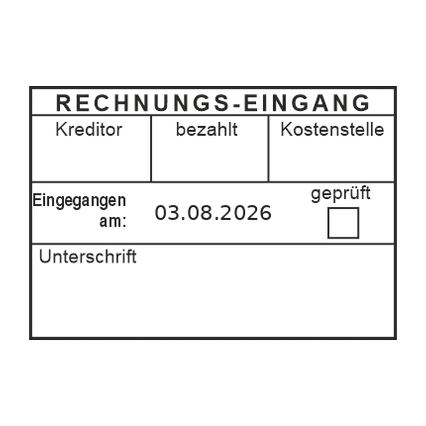 Eingangsstempel Datum & Unterschrift – Stempelabdruck