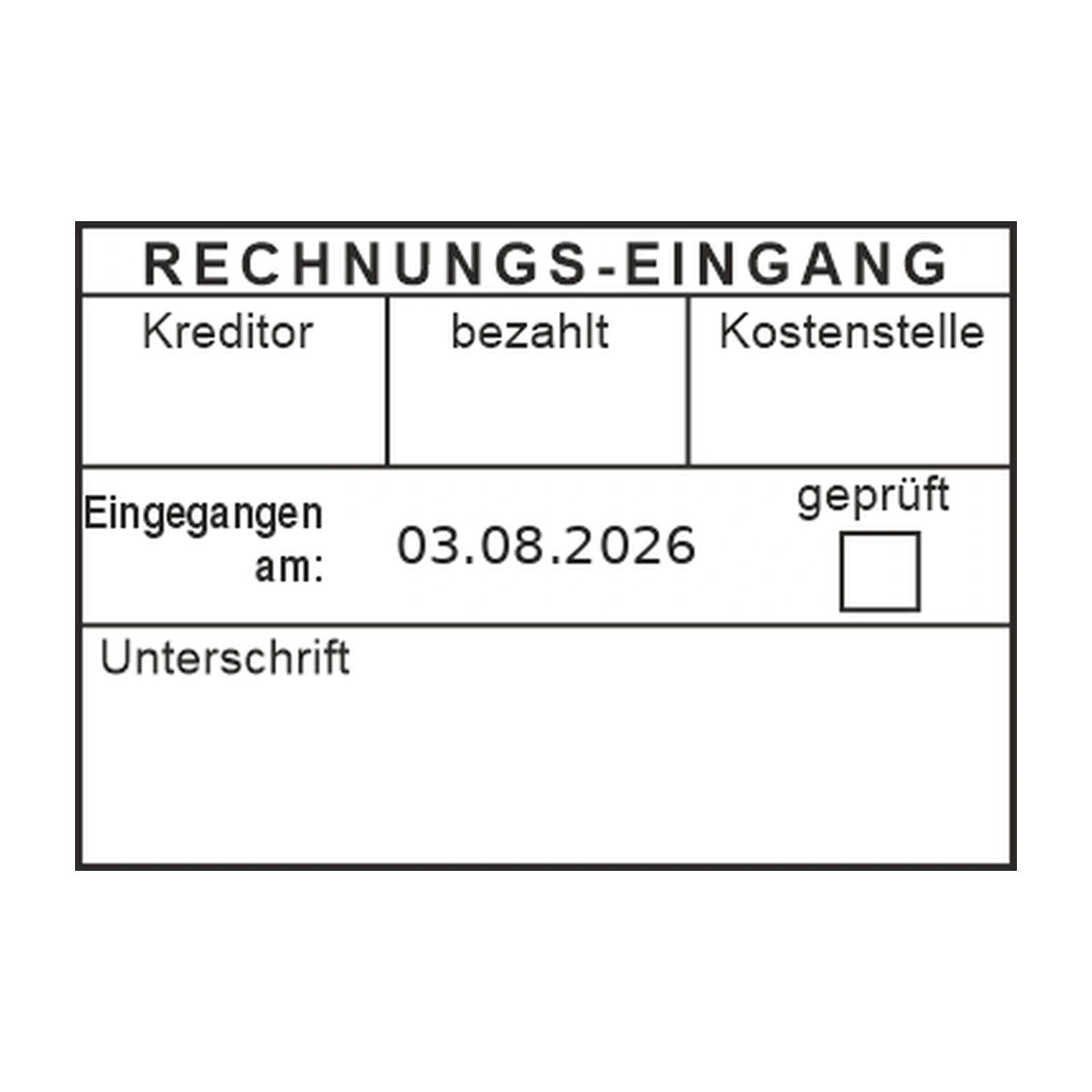 Eingangsstempel Datum & Unterschrift – Stempelabdruck