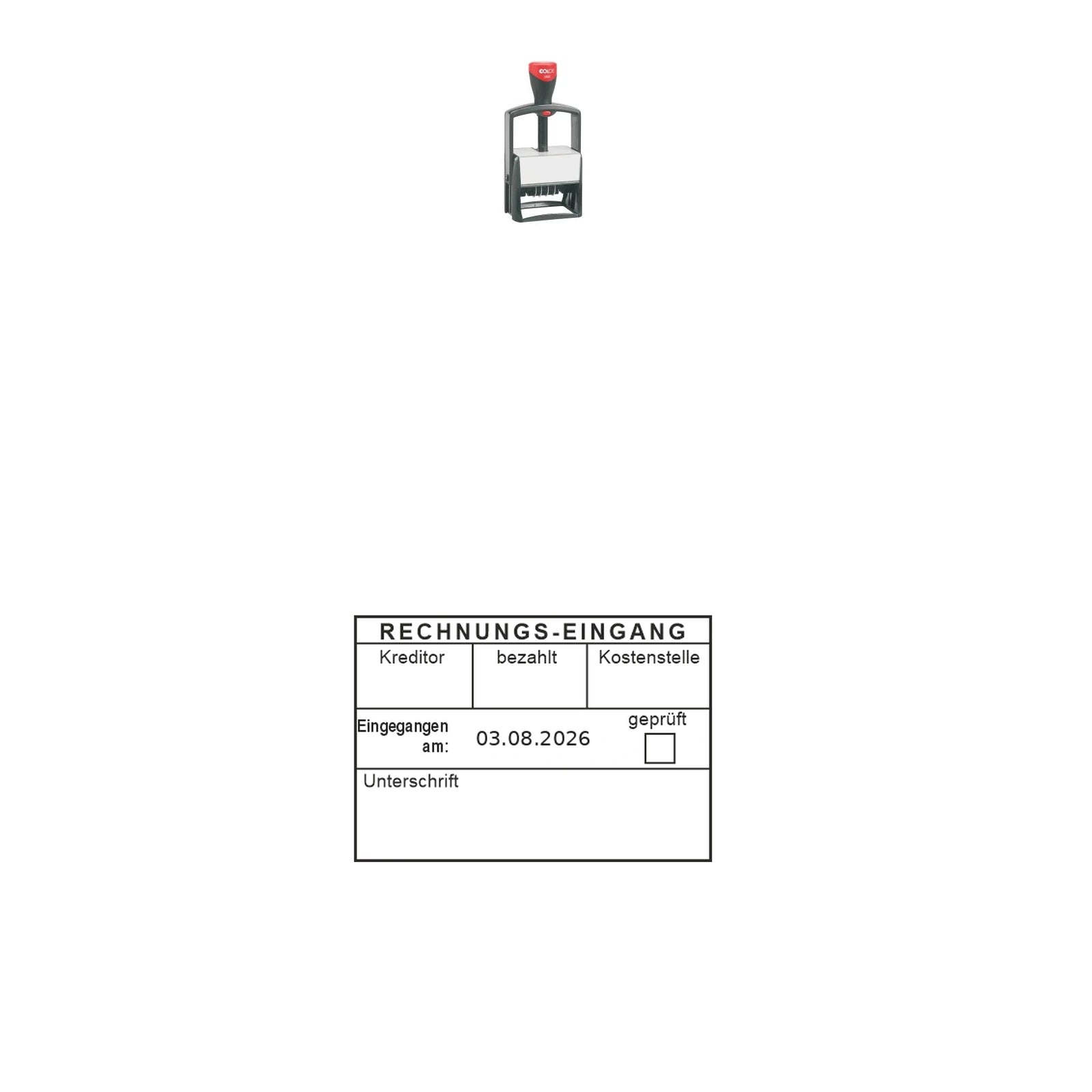 Eingangsstempel Datum & Unterschrift – Stempelgerät mit Abdruck