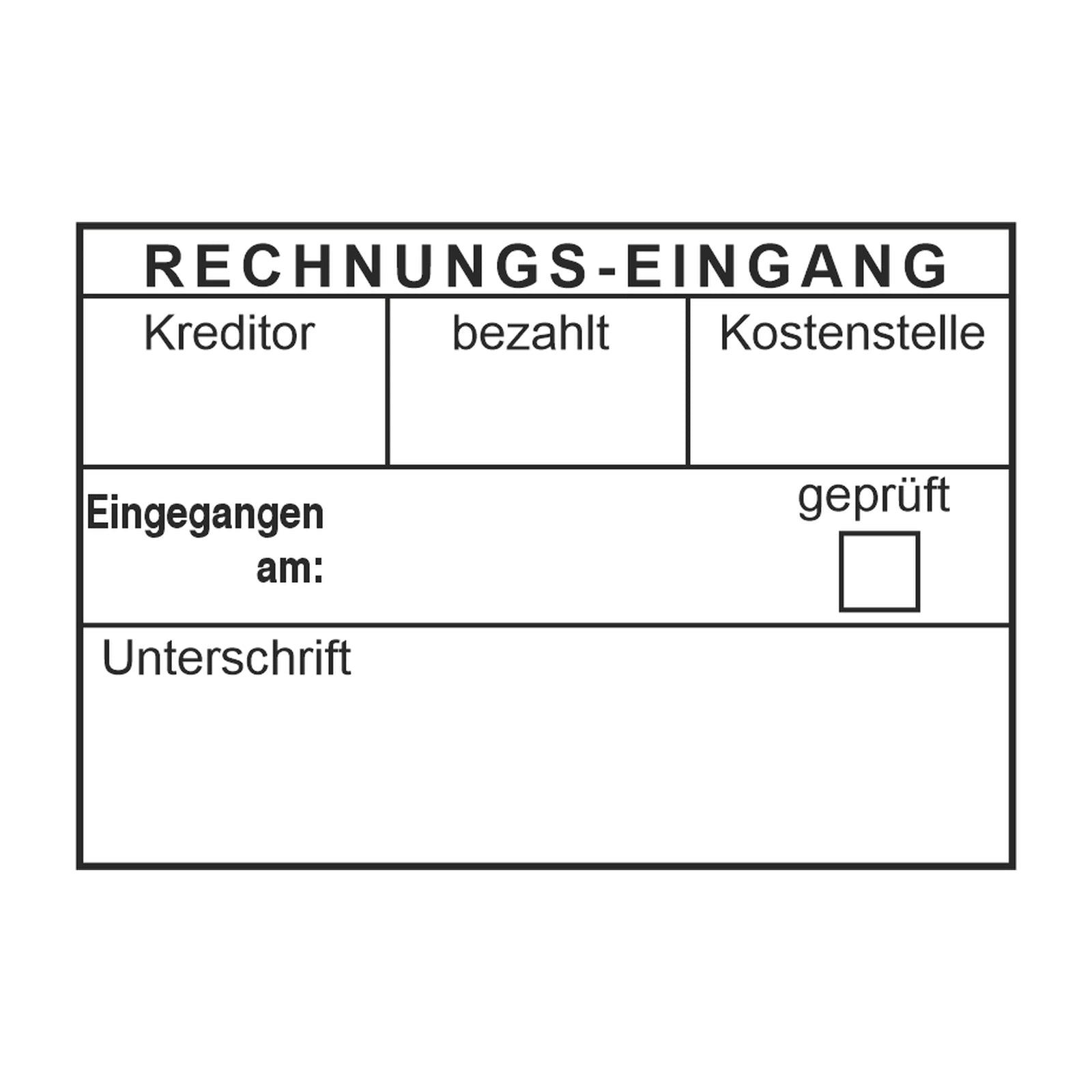 Rechnungseingangsstempel Kreditor & Kostenstelle – Stempelabdruck