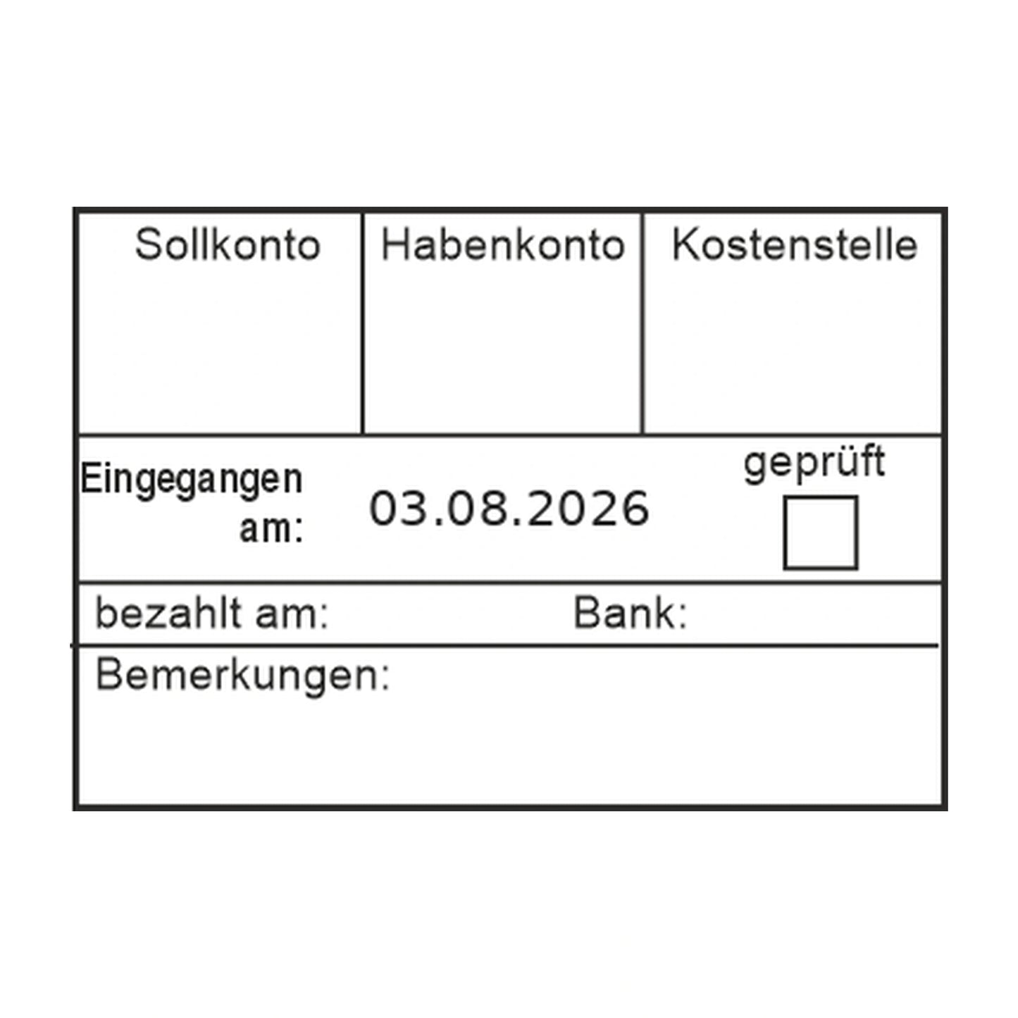 Rechnungsfreigabestempel mit Zahlungsart – Stempelabdruck