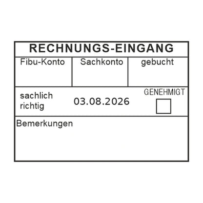 Rechnungseingangsprüfstempel sachlich genehmigt – Stempelabdruck