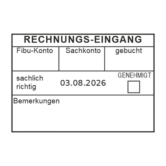 Rechnungseingangsprüfstempel sachlich genehmigt – Stempelabdruck