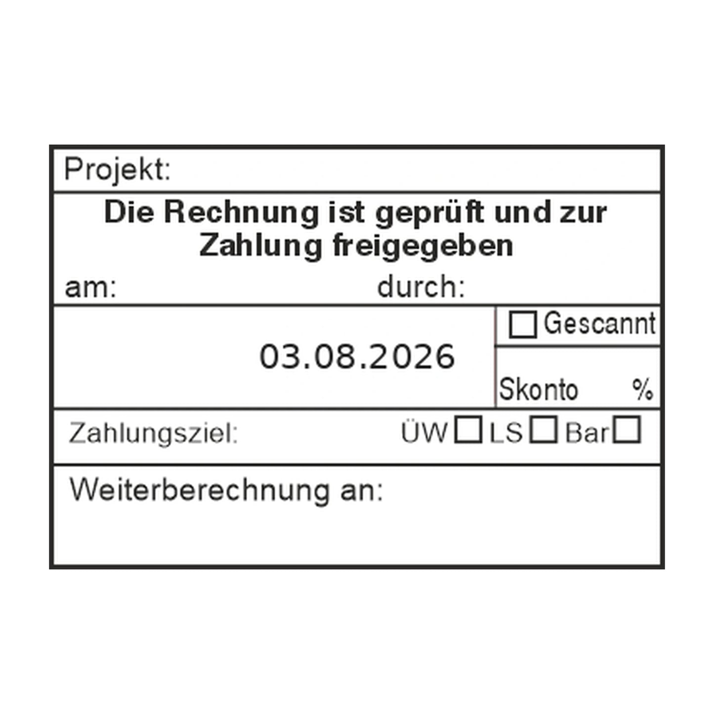 Rechnungsfreigabestempel Zahlungsziel & Zahlungsart – Stempelabdruck