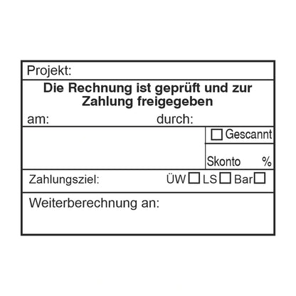 Projekt-Rechnungsfreigabestempel Skonto & Weiterberechnung – Stempelabdruck