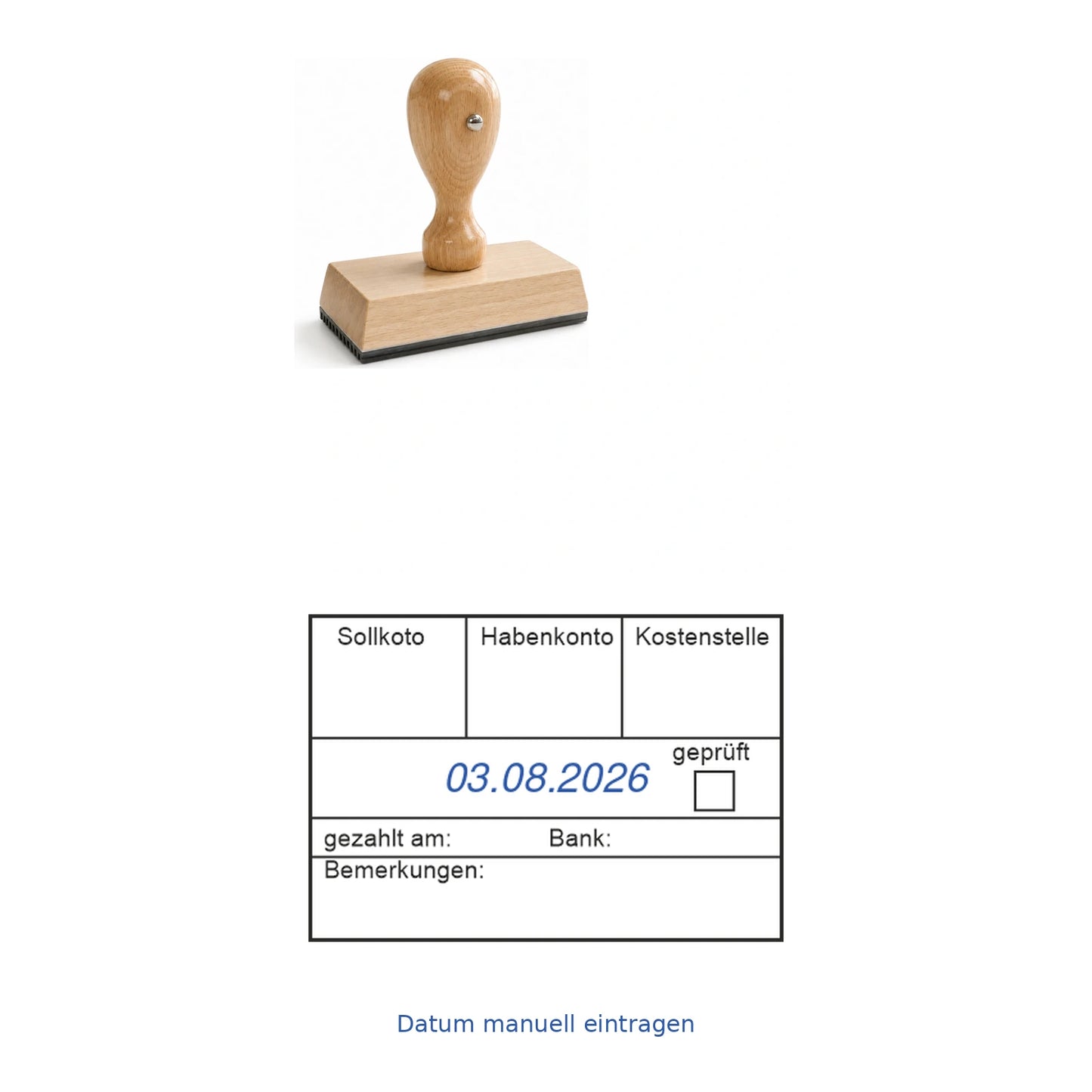 Buchungsstempel Soll/Haben & Kostenstelle – Stempelgerät mit Abdruck