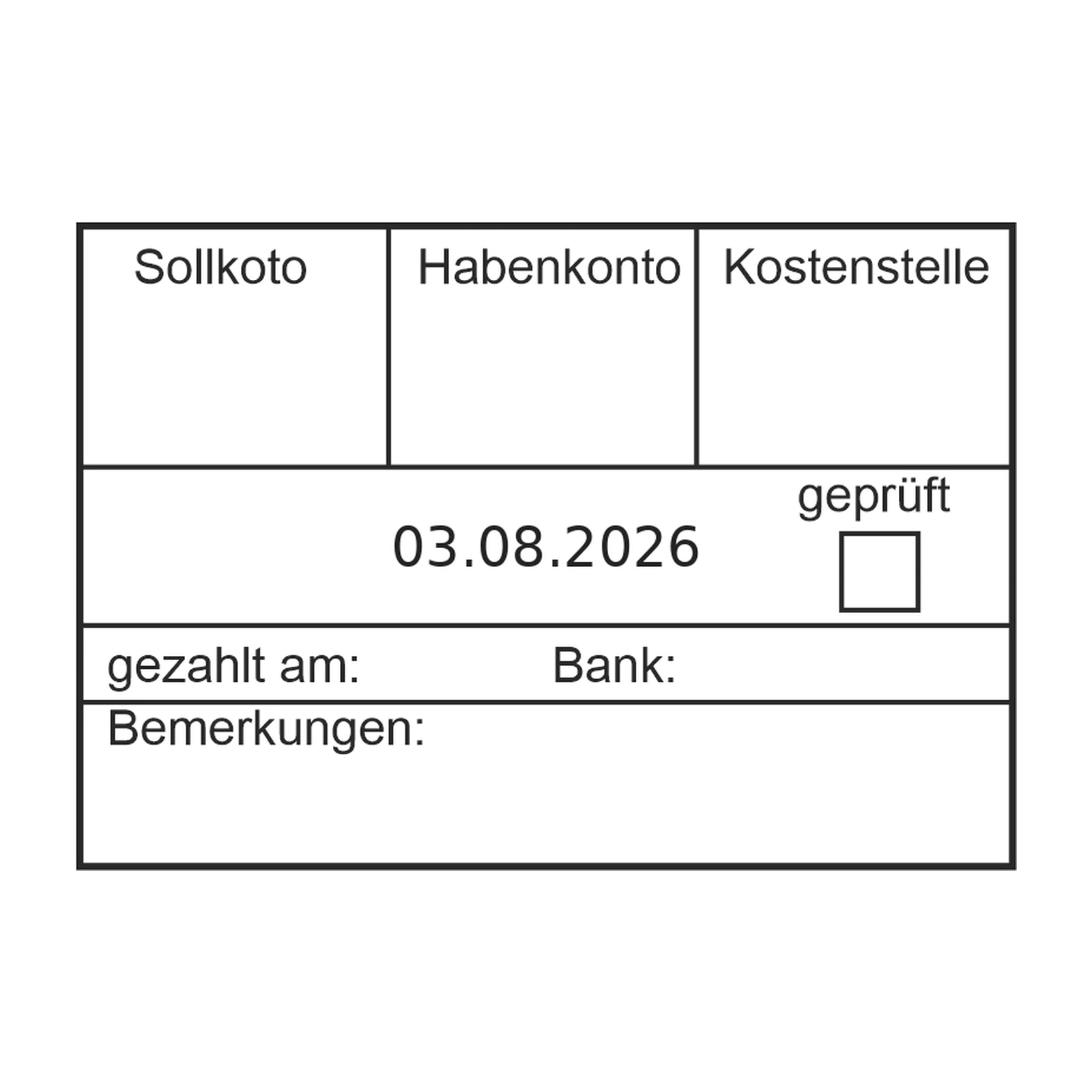 Rechnungsbuchungsstempel Prüfung & Bank – Stempelabdruck