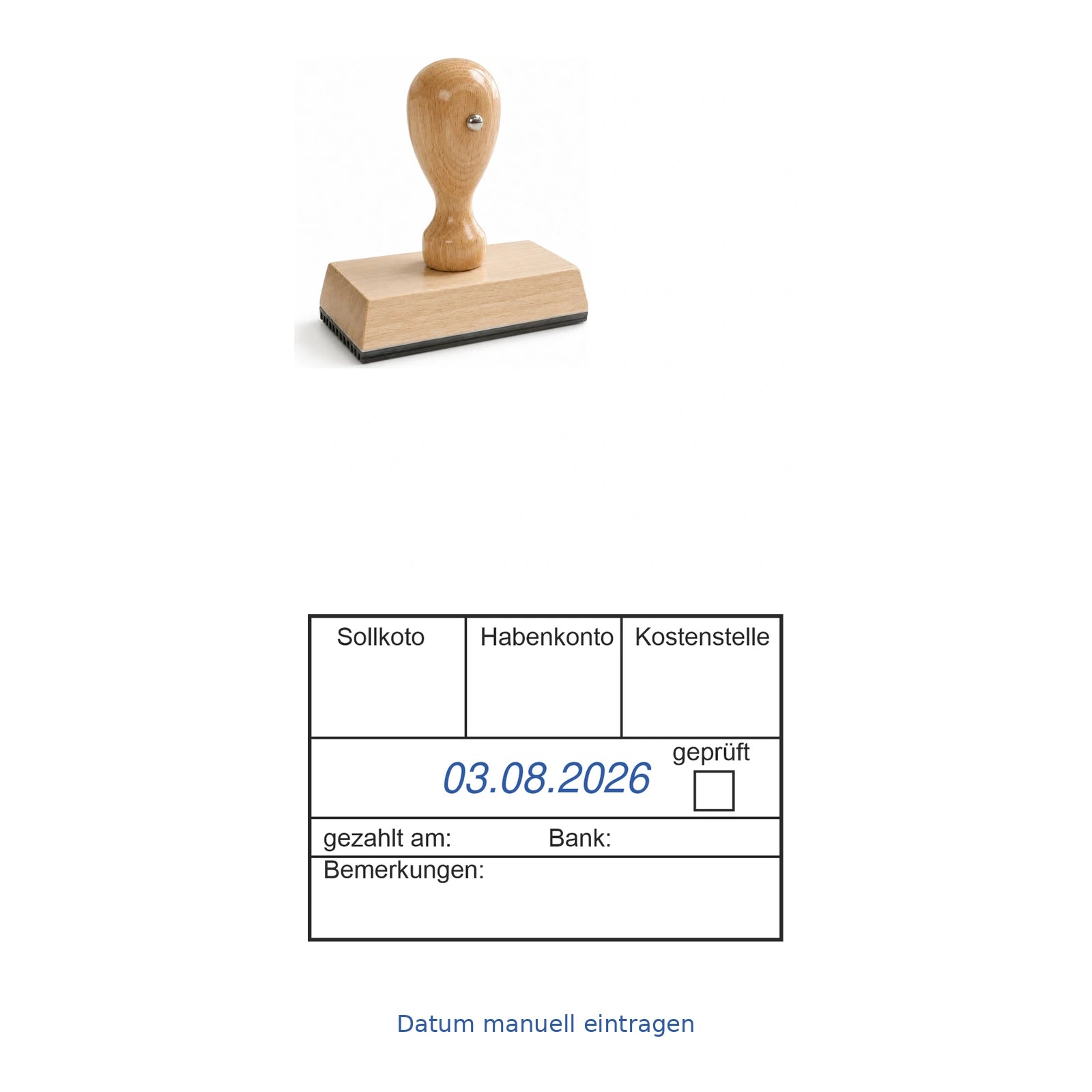 Rechnungsbuchungsstempel Prüfung & Bank – Stempelgerät mit Abdruck