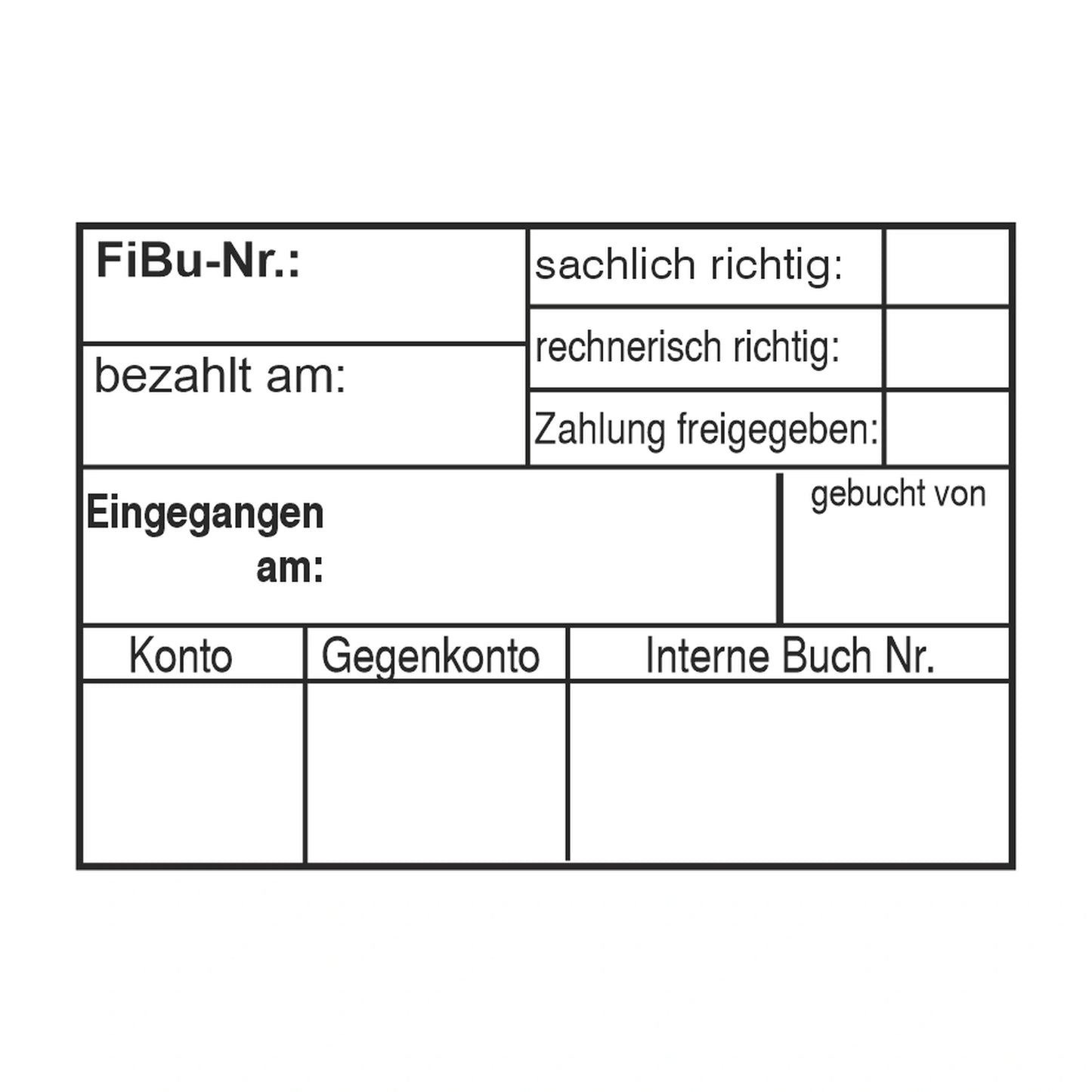 Rechnungsprüfstempel FIBU-Nummer & interne Buchungsnummer – Stempelabdruck