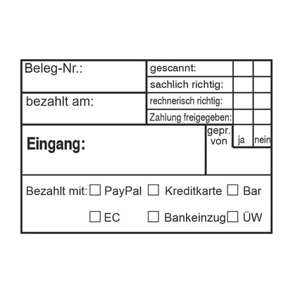 Rechnungsprüfstempel Eingang, Scan & Zahlungsart – Stempelabdruck