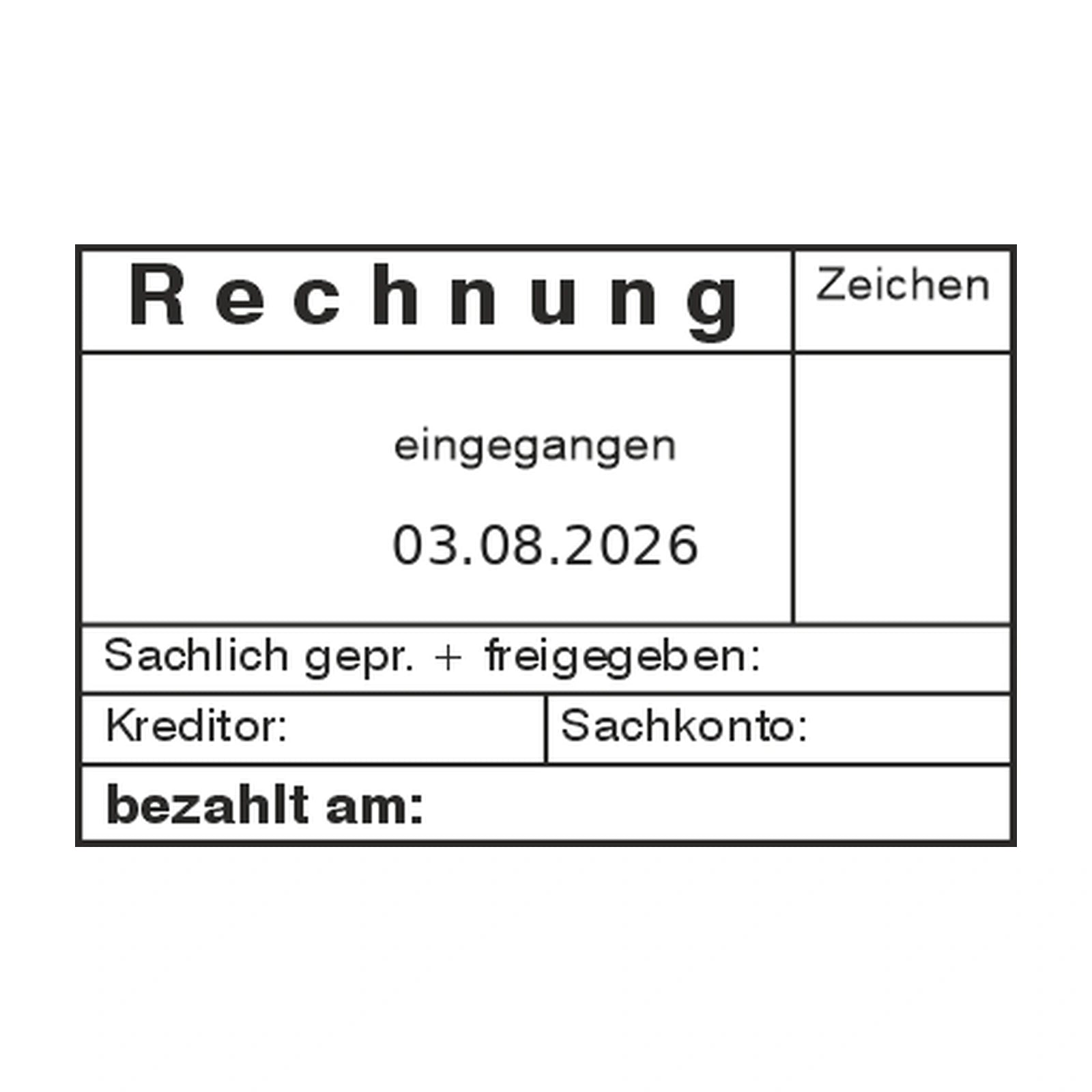 Rechnungsprüfstempel Kreditor & Sachkonto – Stempelabdruck