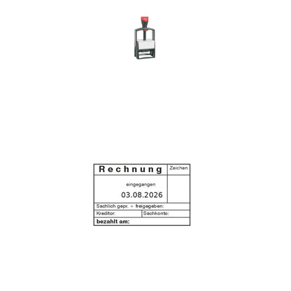 Rechnungsprüfstempel Kreditor & Sachkonto – Stempelgerät mit Abdruck