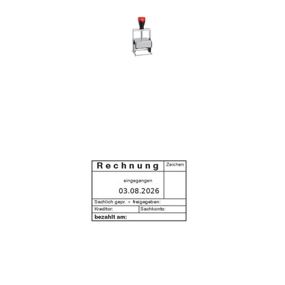 Rechnungsprüfstempel Kreditor & Sachkonto – Stempelgerät mit Abdruck