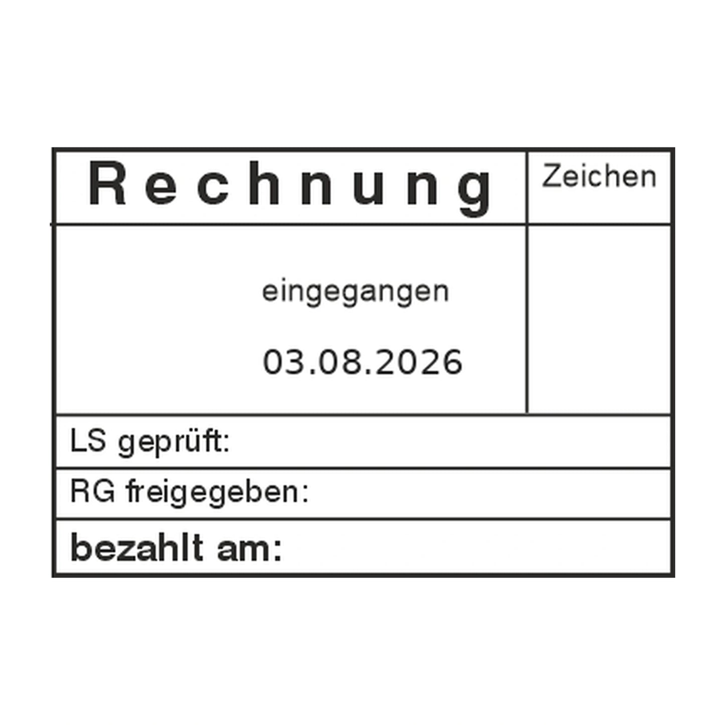 Rechnungsstatusstempel LS/RG-Prüfung & Zahlung – Stempelabdruck