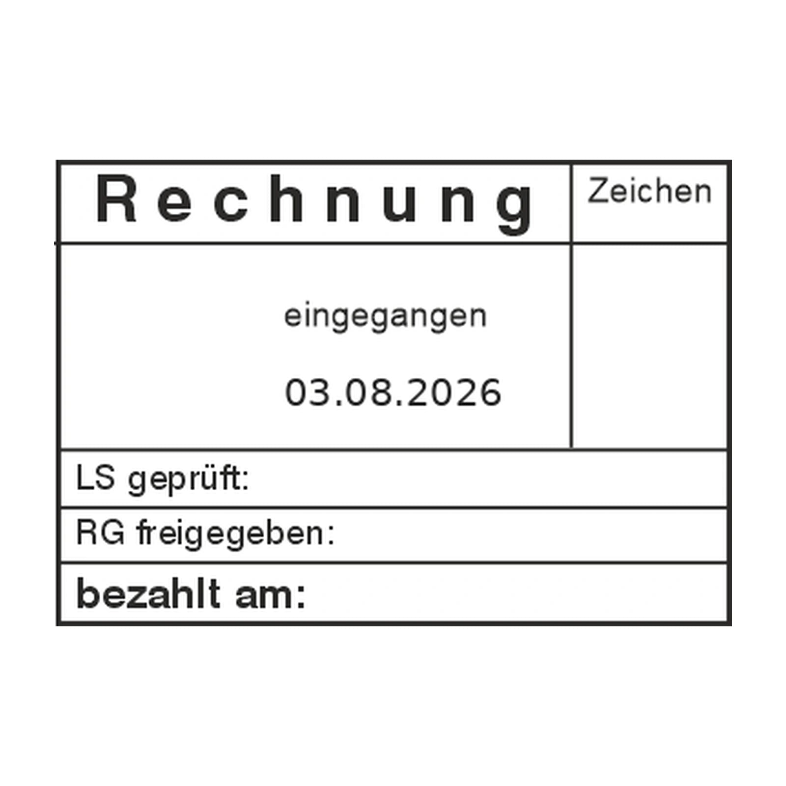 Rechnungsstatusstempel LS/RG-Prüfung & Zahlung – Stempelabdruck