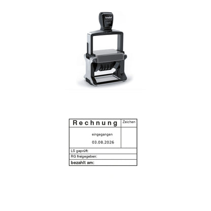 Rechnungsstatusstempel LS/RG-Prüfung & Zahlung – Stempelgerät mit Abdruck