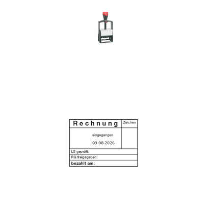 Rechnungsstatusstempel LS/RG-Prüfung & Zahlung – Stempelgerät mit Abdruck