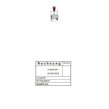 Rechnungsstatusstempel LS/RG-Prüfung & Zahlung – Stempelgerät mit Abdruck