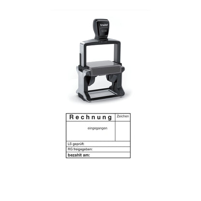 Rechnungsstatusstempel Eingang, LS/RG-Prüfung & Zahlung – Stempelgerät mit Abdruck