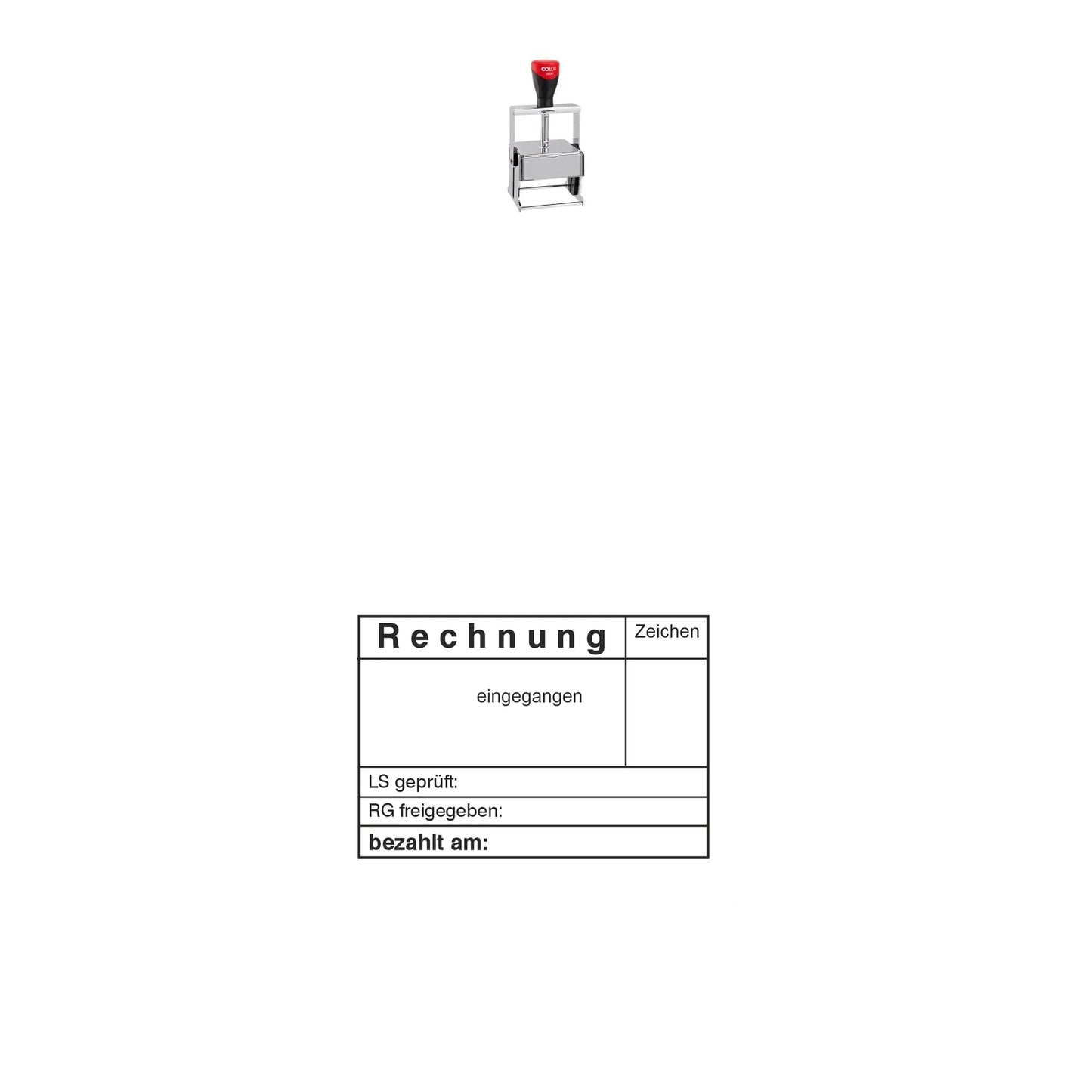 Rechnungsstatusstempel Eingang, LS/RG-Prüfung & Zahlung – Stempelgerät mit Abdruck