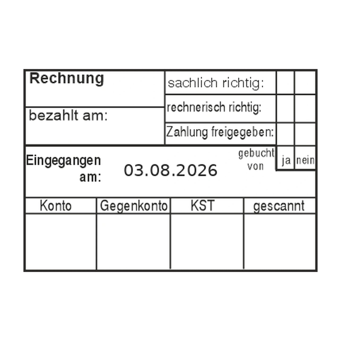 Rechnungsprüfstempel Buchung & Scan – Stempelabdruck