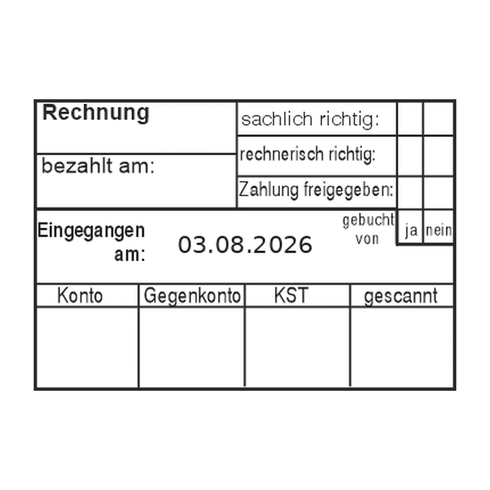 Rechnungsprüfstempel Buchung & Scan – Stempelabdruck