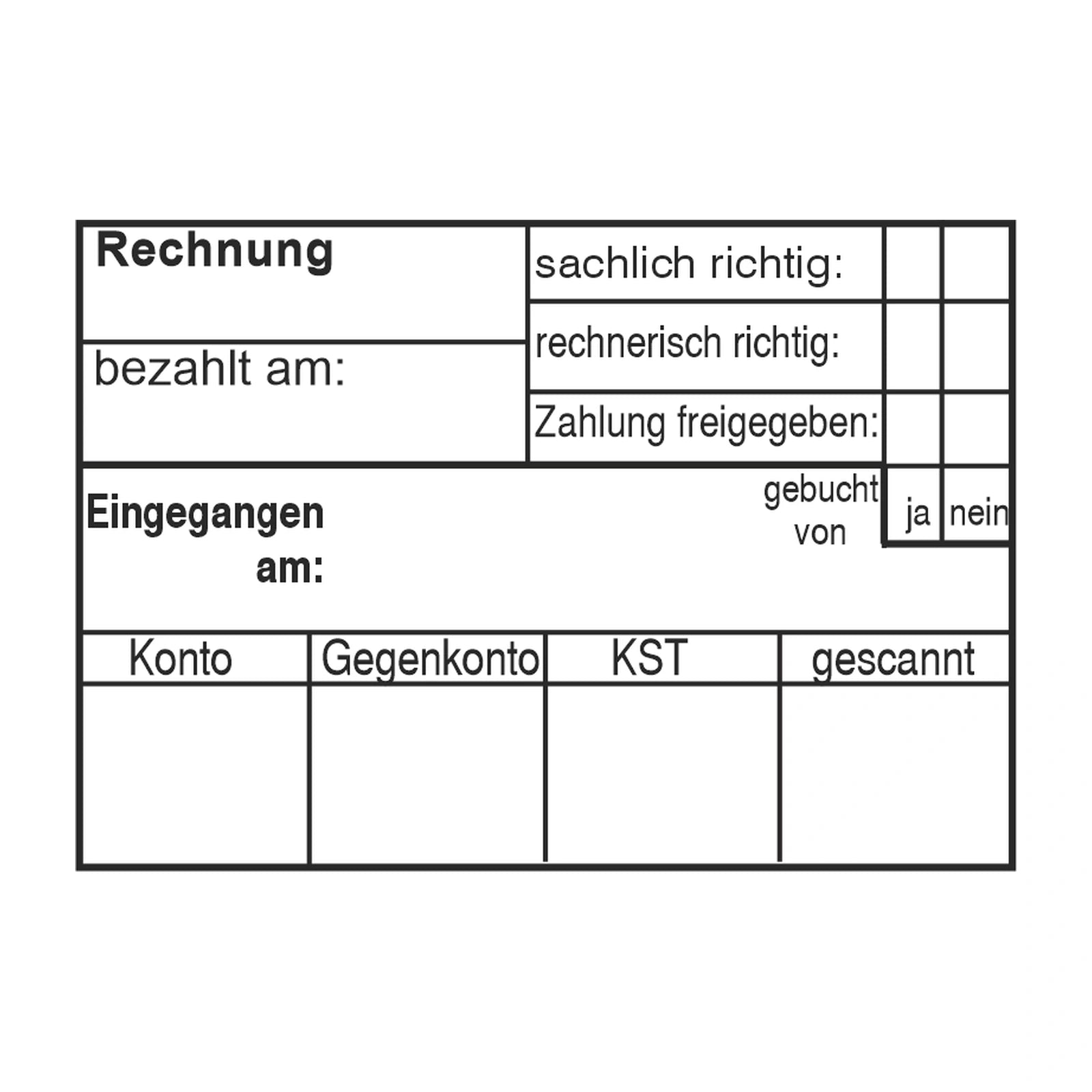 Rechnungsprüfstempel Buchung, Zahlung & Scan – Stempelabdruck