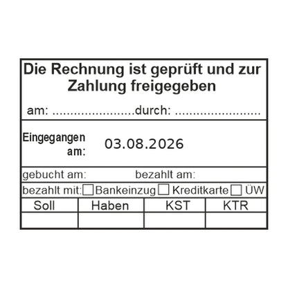 Rechnungsfreigabestempel mit Zahlungsart – Stempelabdruck