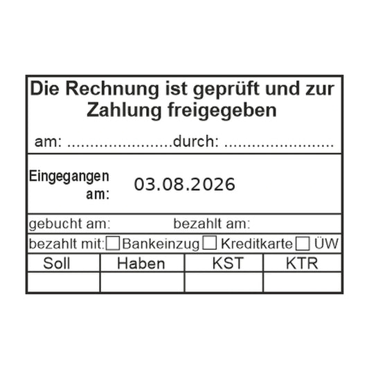 Rechnungsfreigabestempel mit Zahlungsart – Stempelabdruck