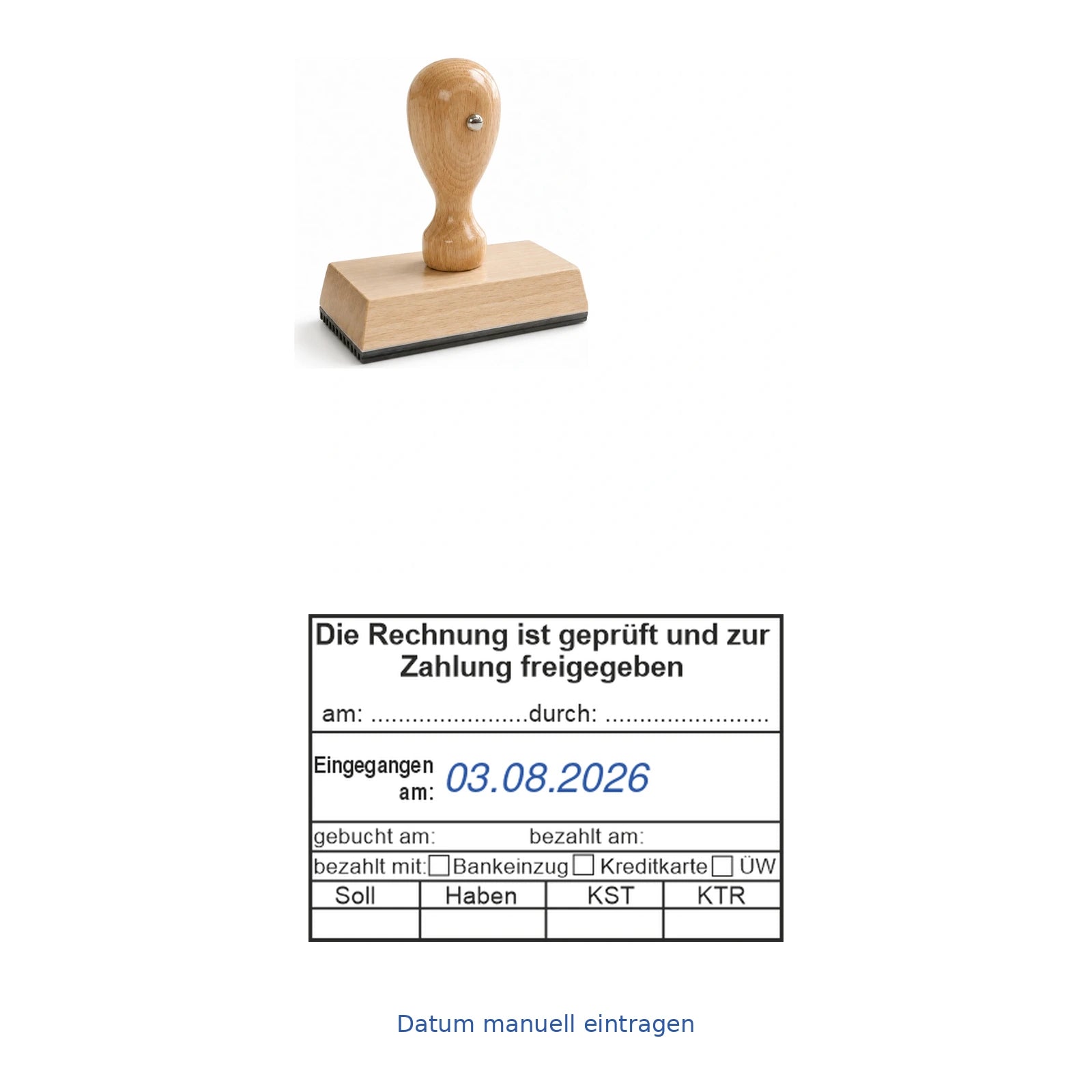 Rechnungsfreigabestempel mit Zahlungsart – Stempelgerät mit Abdruck