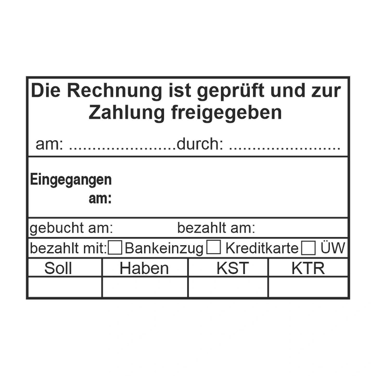 Rechnungsfreigabestempel Soll/Haben & Zahlungsart – Stempelabdruck