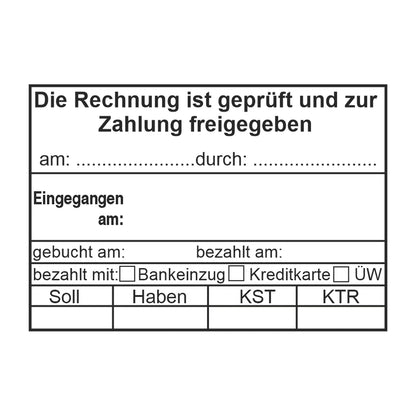 Rechnungsfreigabestempel Soll/Haben & Zahlungsart – Stempelabdruck